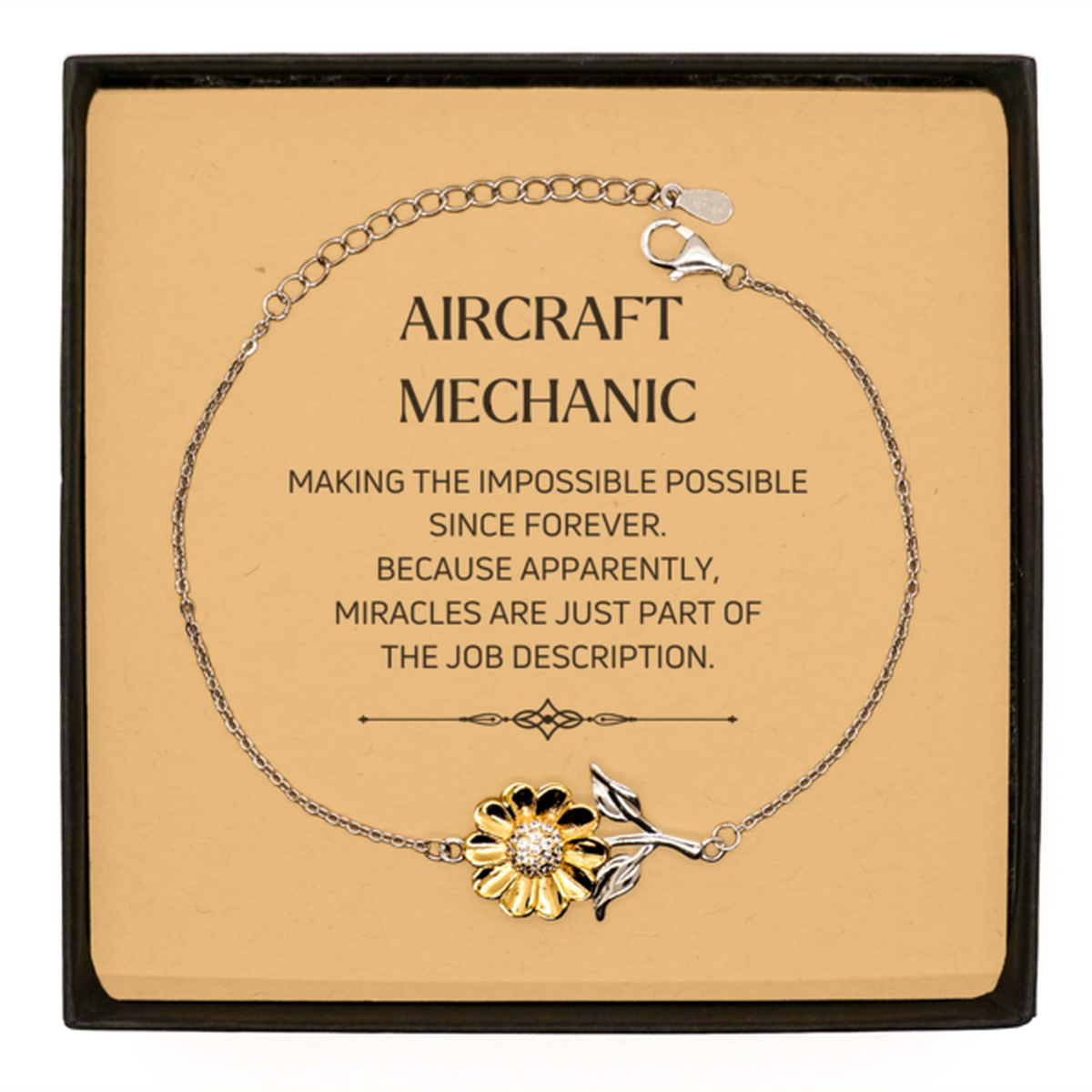 Aircraft Mechanic Sunflower Bracelet - Miracles are Just Part of the Job | Inspirational Gift