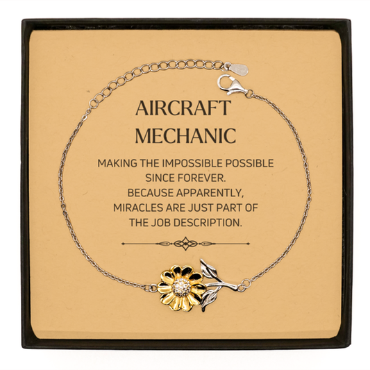 Aircraft Mechanic Sunflower Bracelet - Miracles are Just Part of the Job | Inspirational Gift