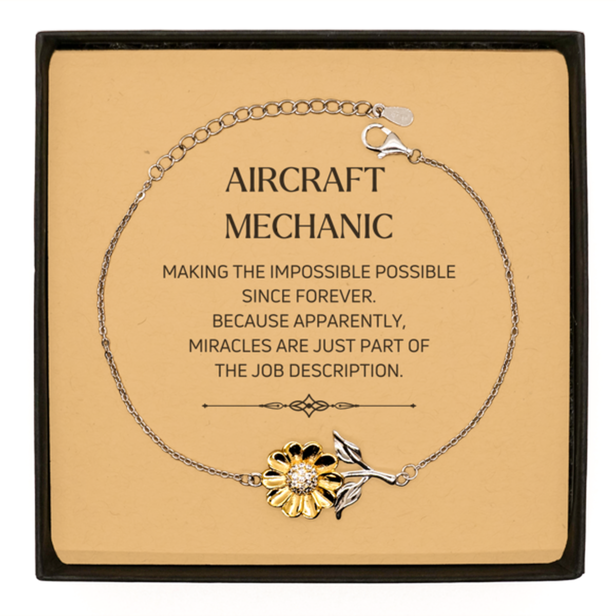 Funny Aircraft Mechanic Gifts, Miracles are just part of the job description, Inspirational Birthday Sunflower Bracelet For Aircraft Mechanic, Men, Women, Coworkers, Friends, Boss