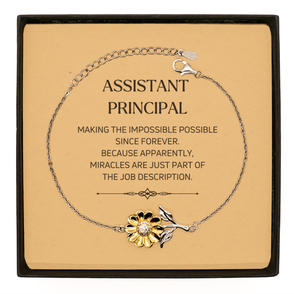 Assistant Principal Sunflower Bracelet - Miracles are Just Part of the Job | Inspirational Gift
