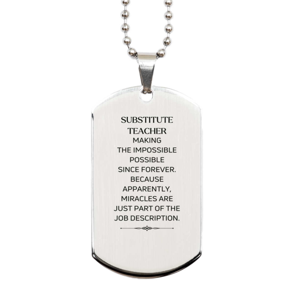 Substitute Teacher Inspirational Necklace - Miracles are just part of the job description | Thank You Gift