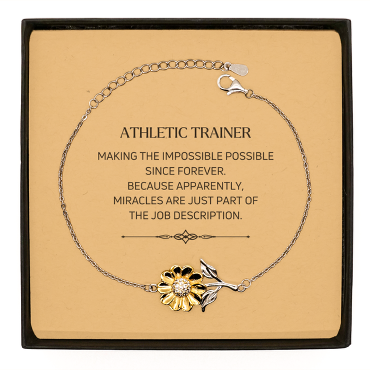 Athletic Trainer Sunflower Bracelet - Miracles are Just Part of the Job | Inspirational Gift