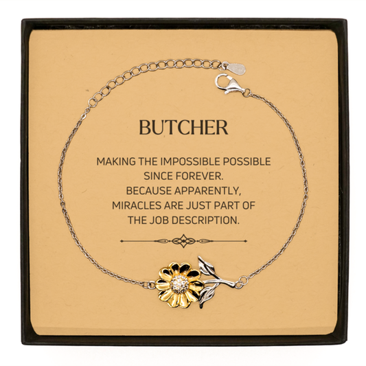 Butcher Inspirational Sunflower Bracelet - Miracles are just part of the job description | Meaningful Gift
