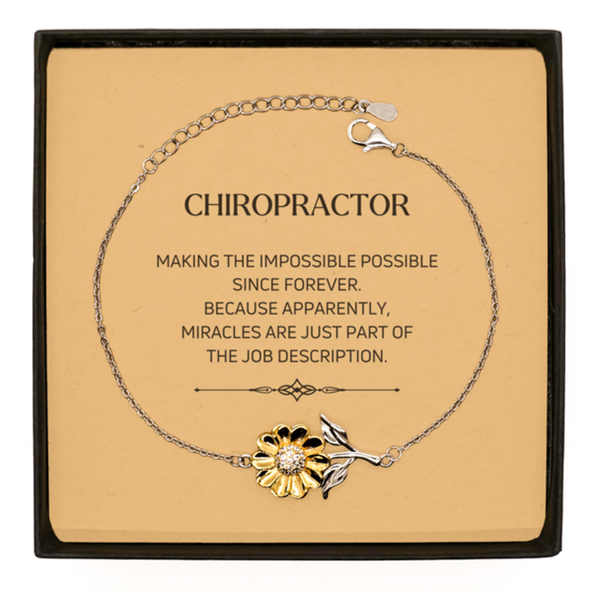 Chiropractor Sunflower Bracelet - Miracles are Part of the Job | Meaningful Gift