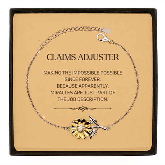Claims Adjuster Sunflower Bracelet - Miracles are Just Part of the Job | Inspirational Gift