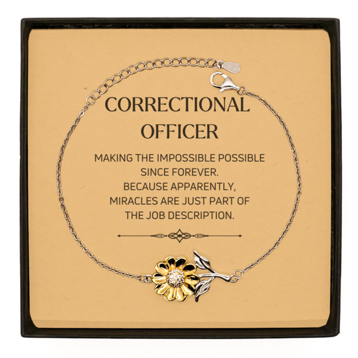 Correctional Officer Sunflower Bracelet - Miracles are Just Part of the Job | Inspirational Gift