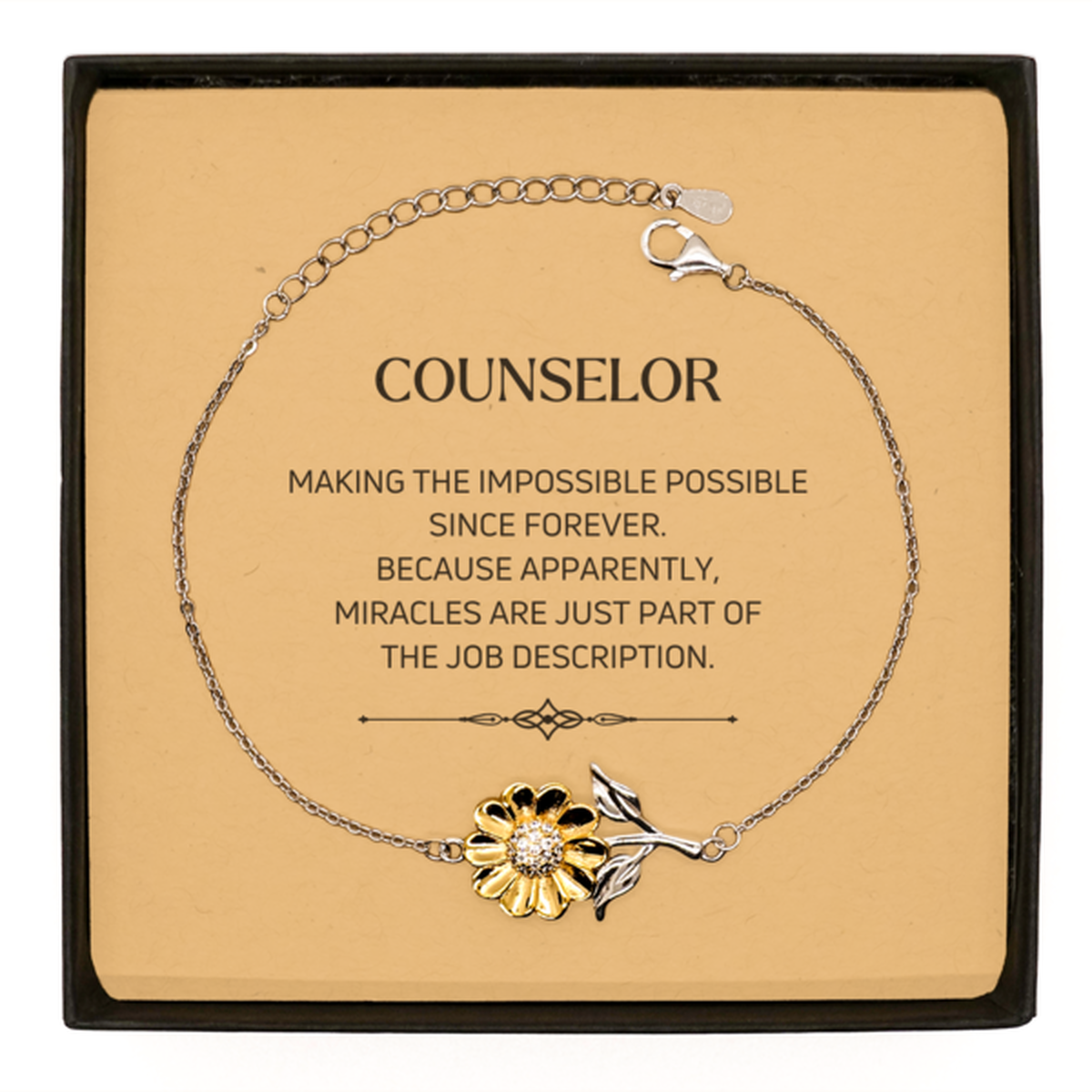 Counselor Sunflower Bracelet - Miracles Are Just Part of the Job | Inspirational Gift