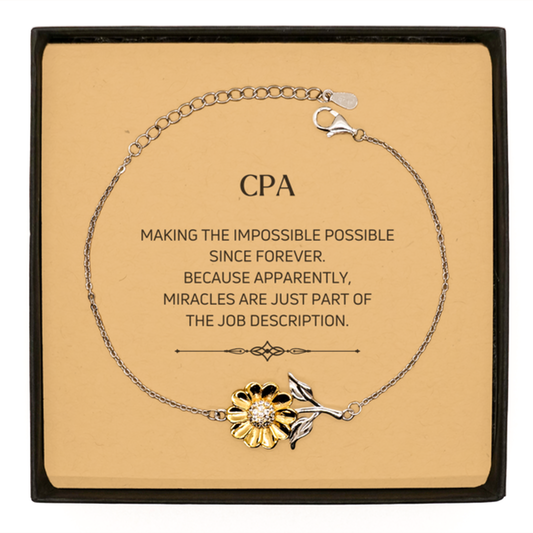CPA Sunflower Bracelet - Miracles are just part of the job description | Inspirational Gift