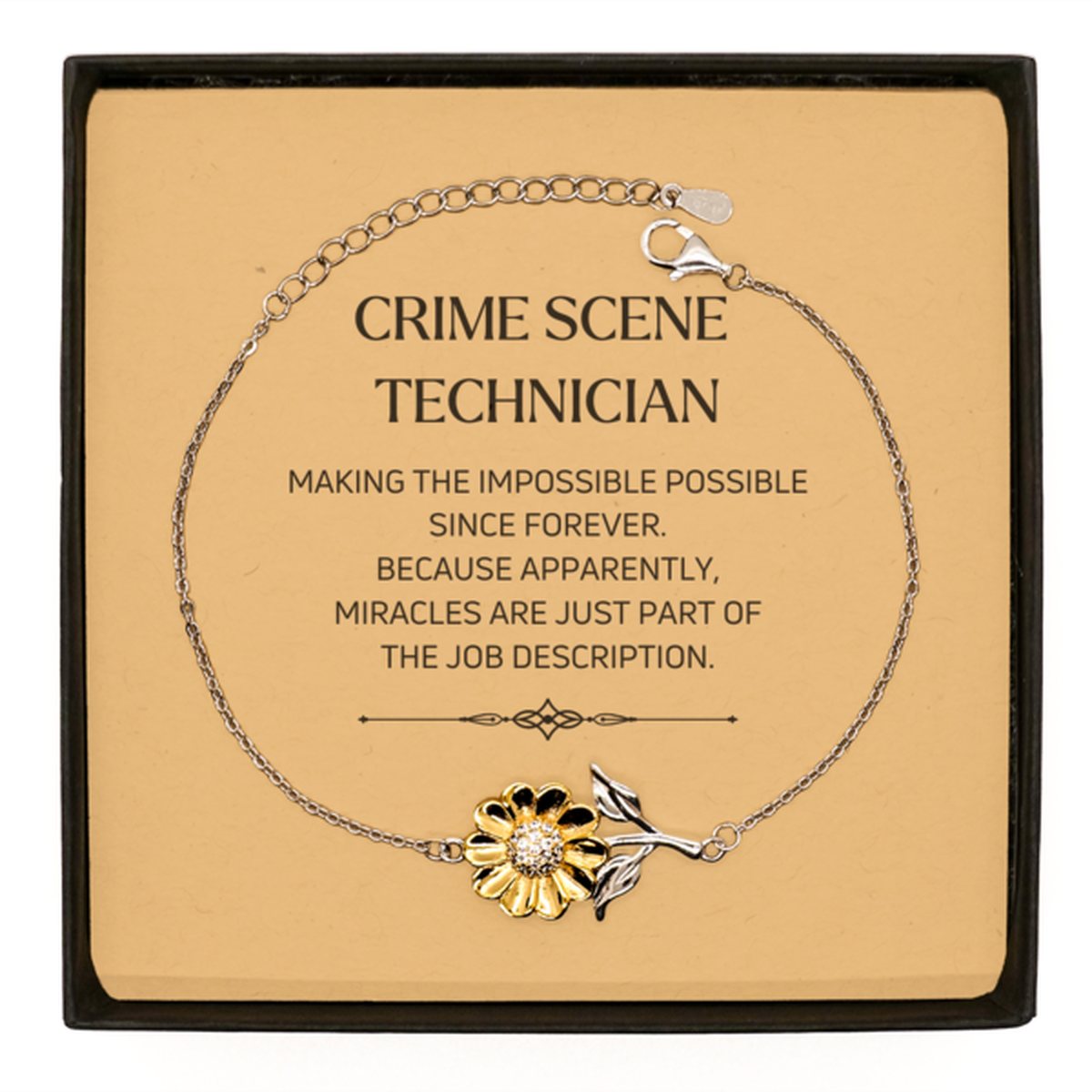 Crime Scene Technician Sunflower Bracelet - Miracles are Just Part of the Job | Inspirational Gift