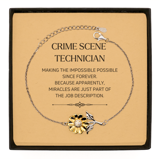 Crime Scene Technician Sunflower Bracelet - Miracles are Just Part of the Job | Inspirational Gift