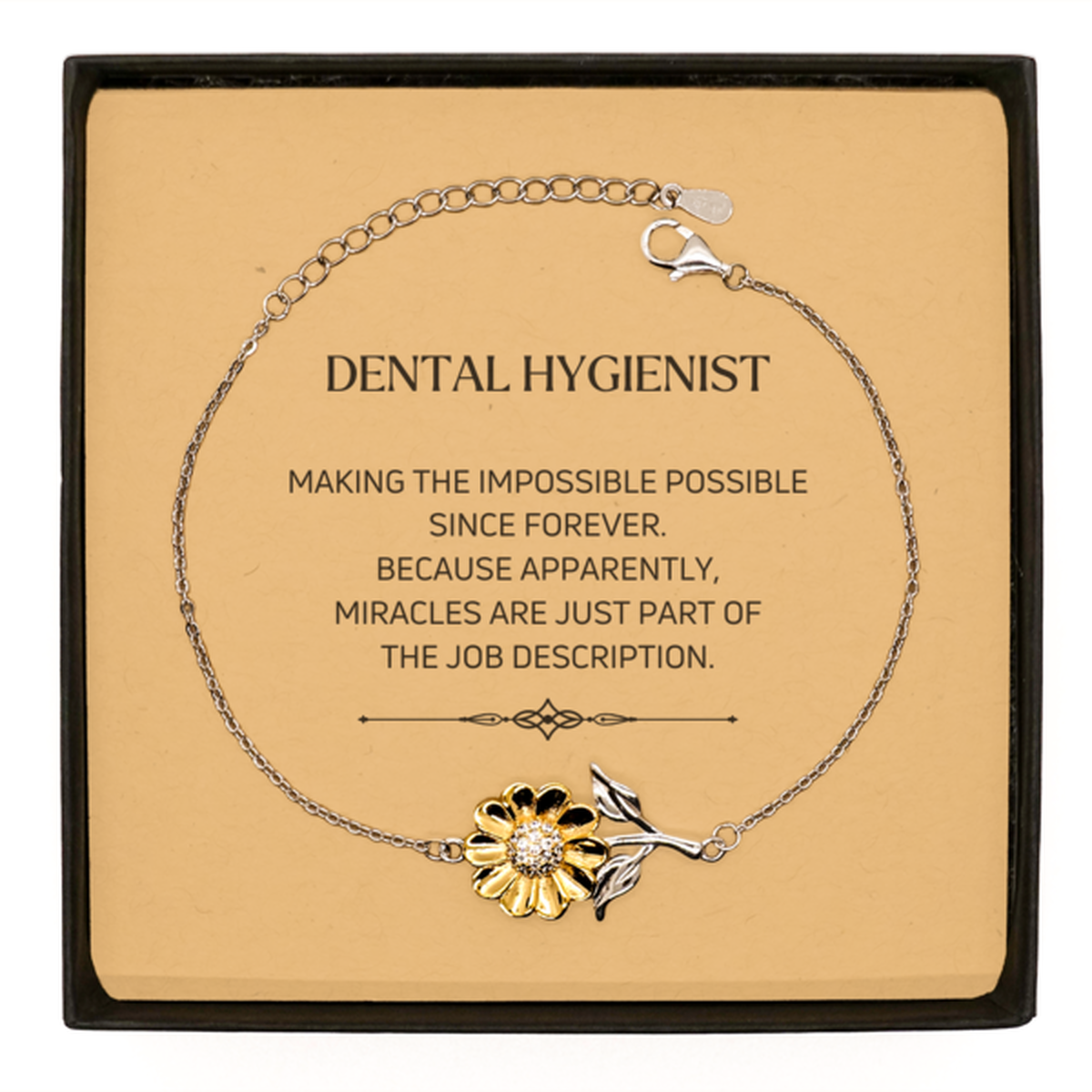 Dental Hygienist Sunflower Bracelet - Miracles are Just Part of the Job | Inspirational Gift