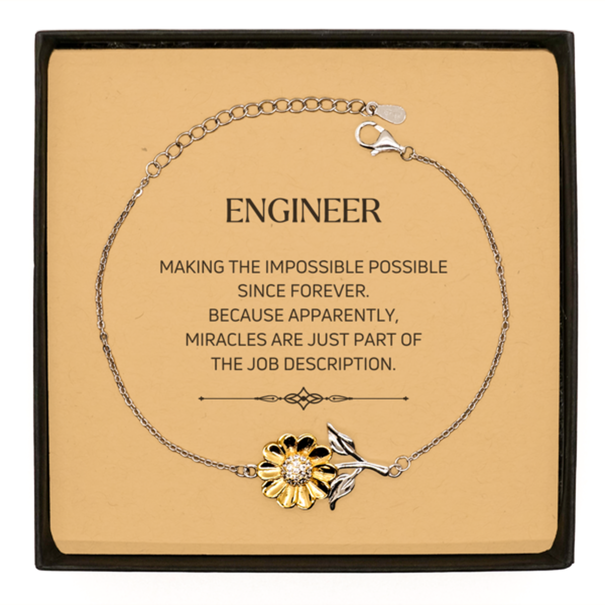 Engineer Sunflower Bracelet - Miracles are Just Part of the Job | Inspirational Gift