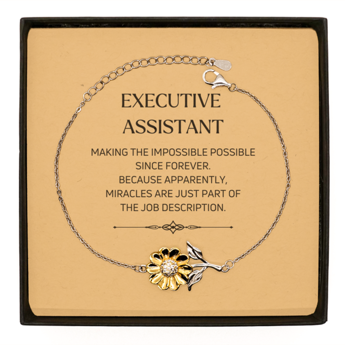 Executive Assistant Sunflower Bracelet - Miracles are just part of the job description | Inspirational Gift