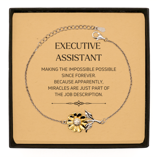 Executive Assistant Sunflower Bracelet - Miracles are just part of the job description | Inspirational Gift
