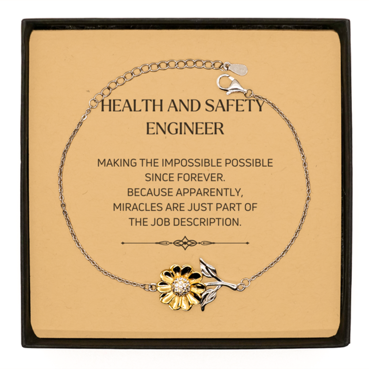 Health and Safety Engineer Sunflower Bracelet - Miracles are Just Part of the Job Description | Inspirational Gift