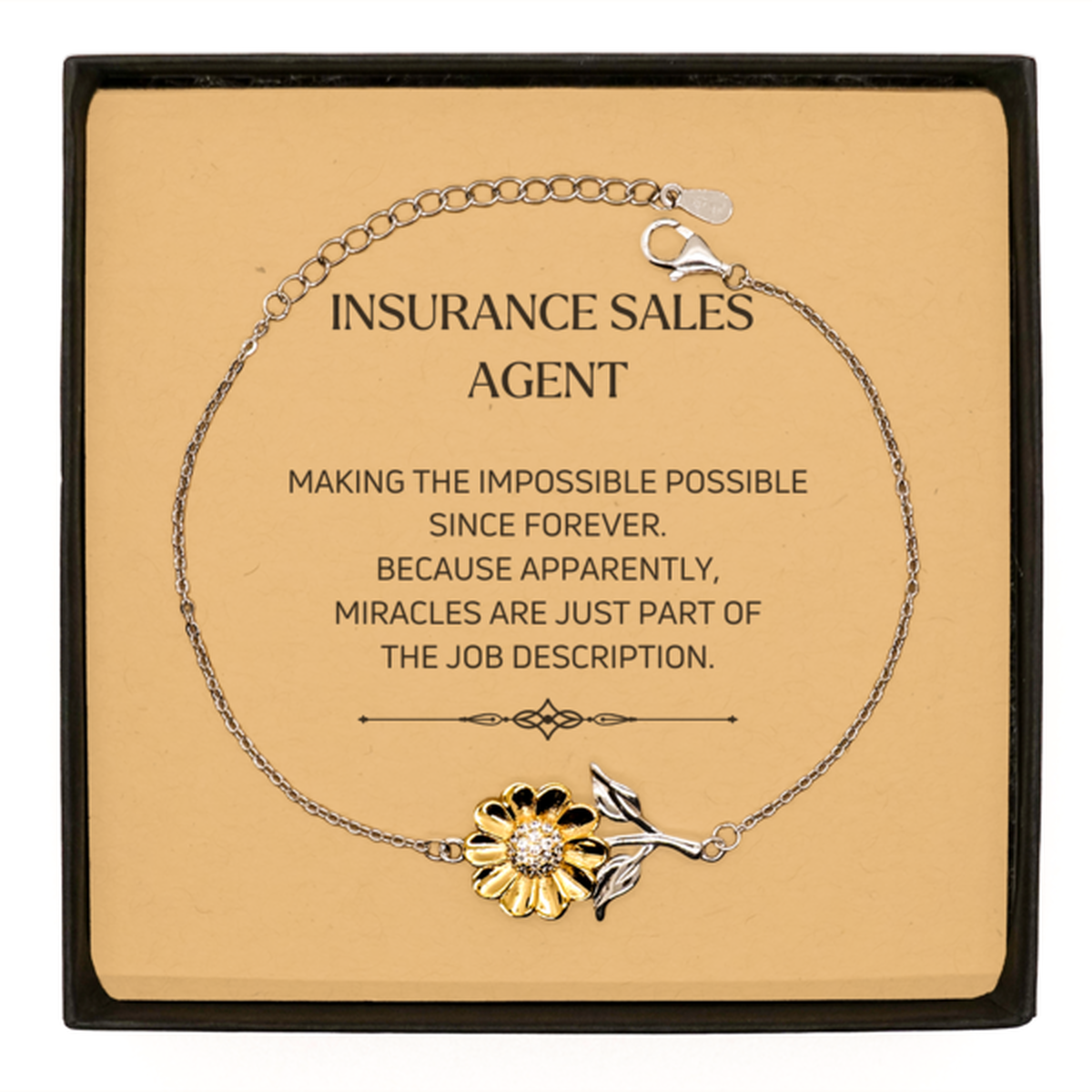 Insurance Sales Agent Sunflower Bracelet - Miracles are just part of the job description | Meaningful Gift