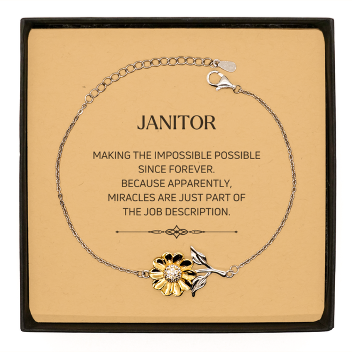 Janitor Sunflower Bracelet - Miracles are just part of the job description | Appreciation Gift