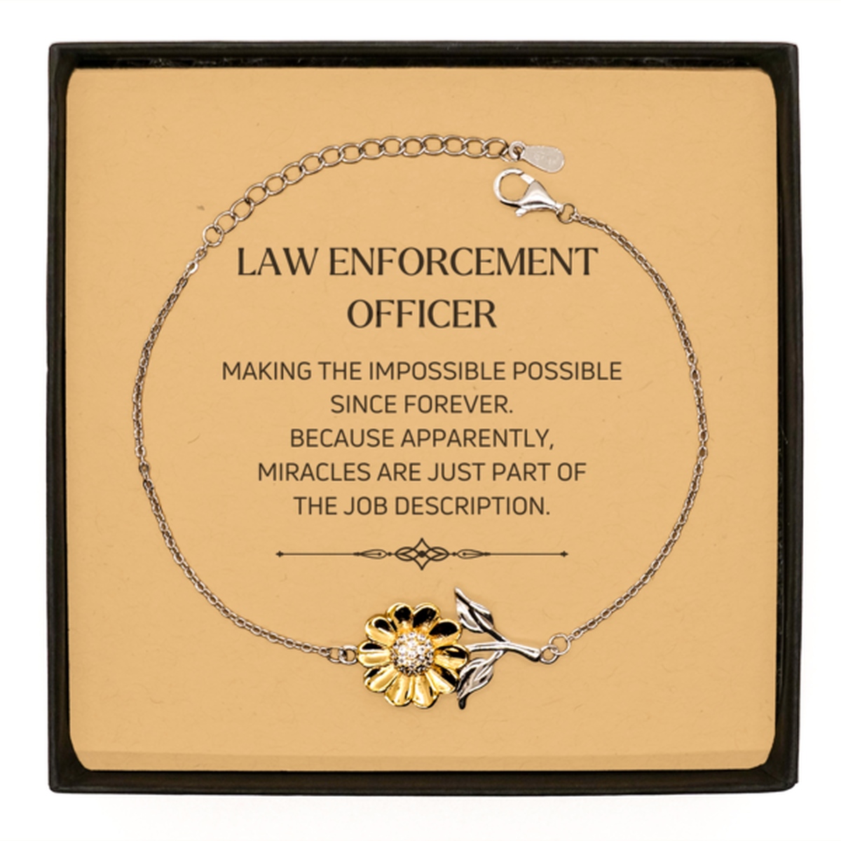 Law Enforcement Officer Sunflower Bracelet - Miracles are Just Part of the Job | Inspirational Gift