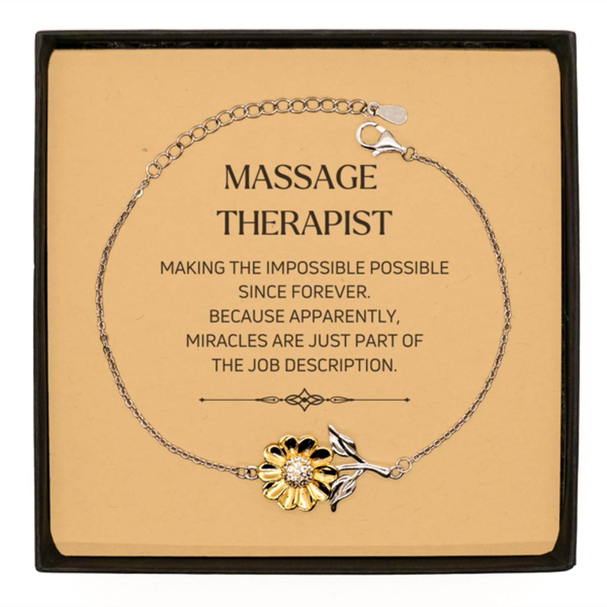 Massage Therapist Sunflower Bracelet - Miracles are Just Part of the Job | Inspirational Gift