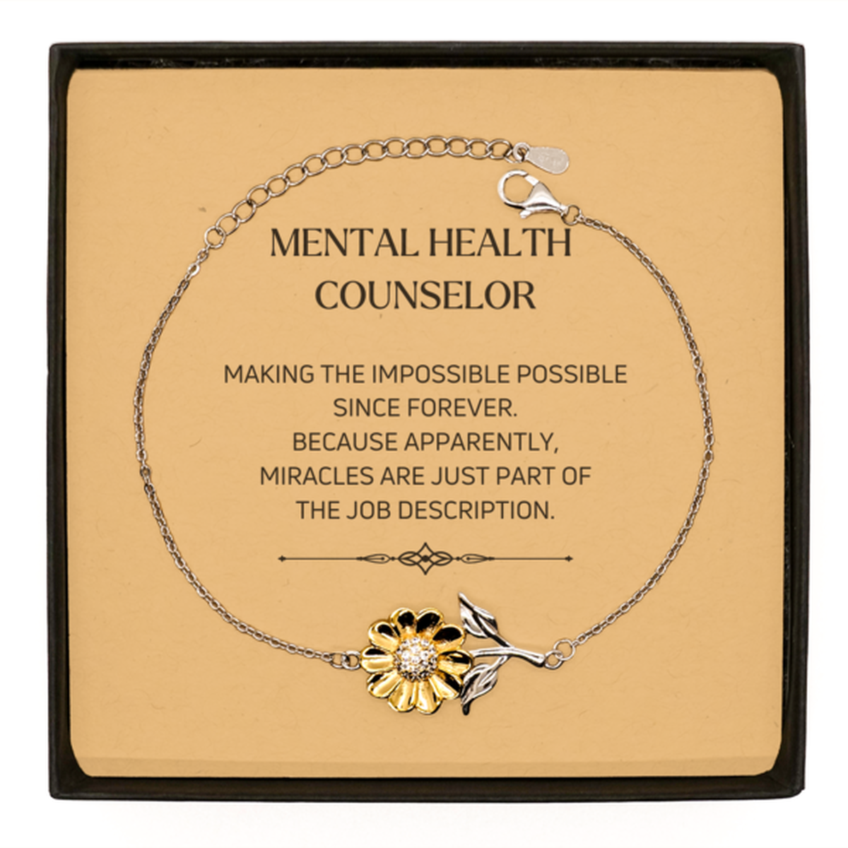 Mental Health Counselor Sunflower Bracelet - Miracles are Just Part of the Job | Inspirational Gift