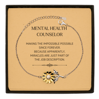 Load image into Gallery viewer, Mental Health Counselor Sunflower Bracelet - Miracles are Just Part of the Job | Inspirational Gift
