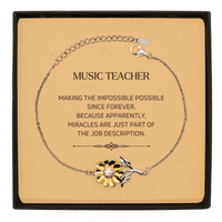 Load image into Gallery viewer, Music Teacher Sunflower Bracelet - Miracles are just part of the job description | Inspirational Gift
