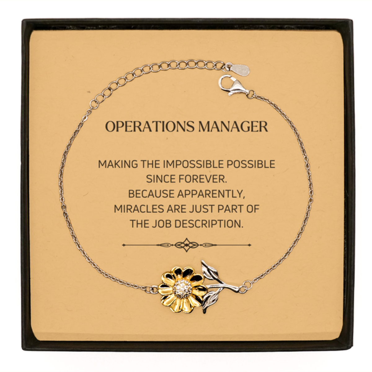 Operations Manager Sunflower Bracelet - Miracles are Just Part of the Job | Inspirational Gift