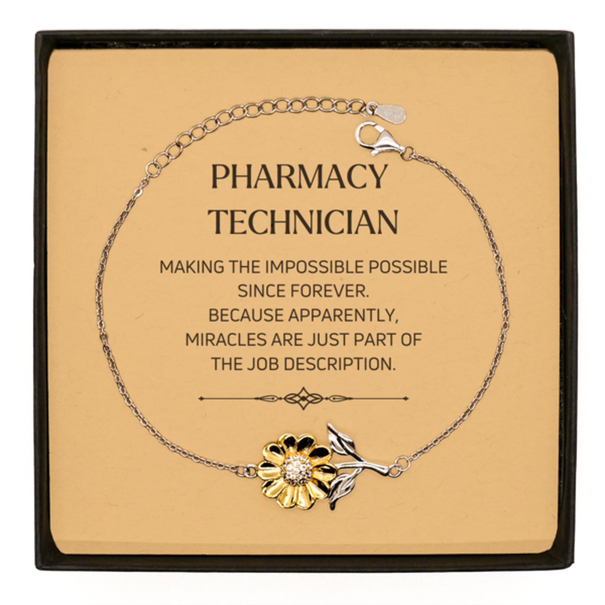 Pharmacy Technician Sunflower Bracelet - Miracles are just part of the job description | Inspirational Gift