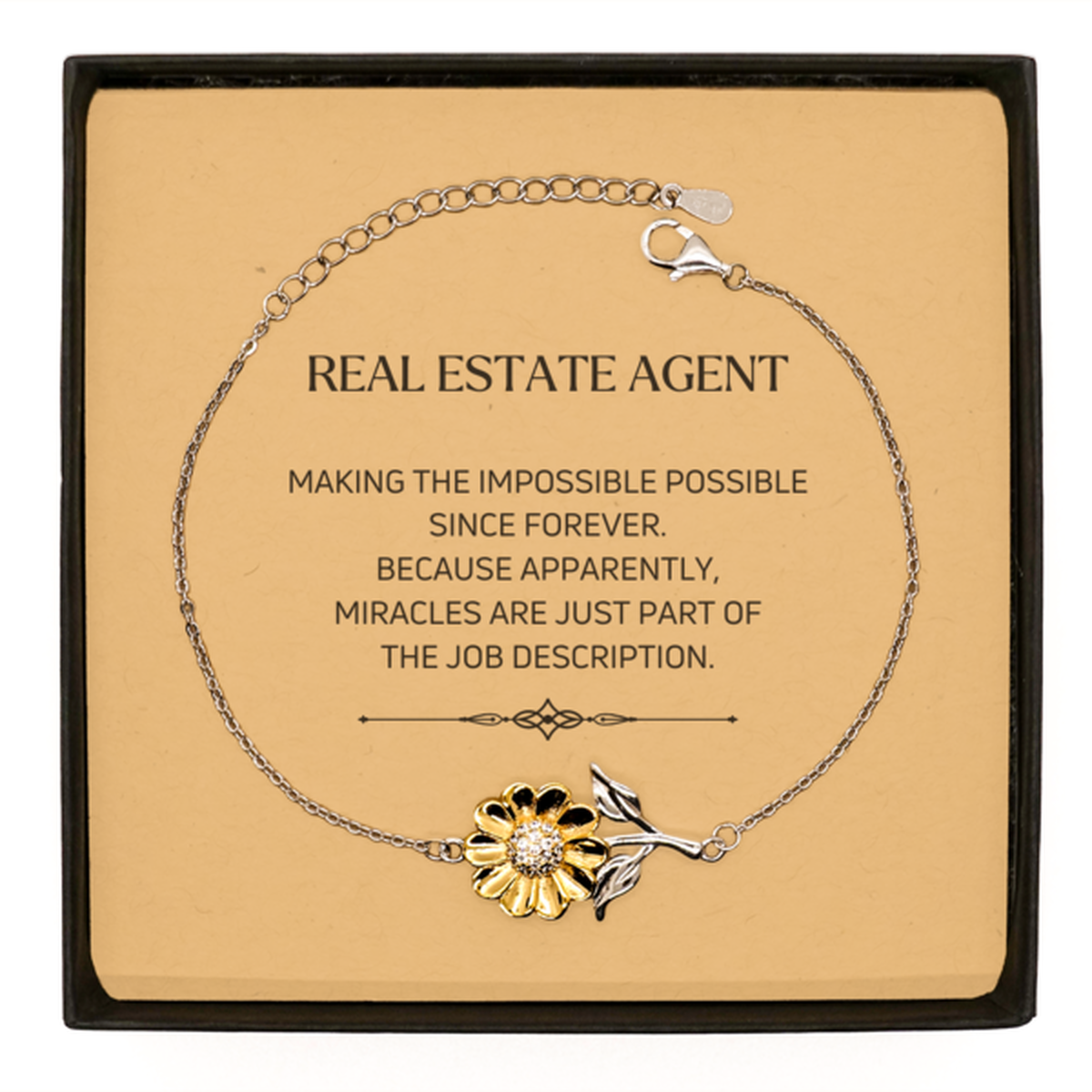 Real Estate Agent Sunflower Bracelet - Miracles are just part of the job description | Inspirational Gift