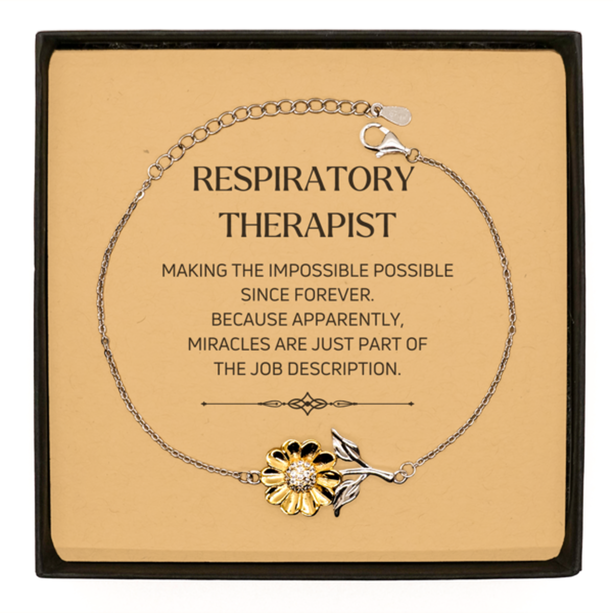 Respiratory Therapist Sunflower Bracelet - Miracles are just part of the job description | Inspirational Gift