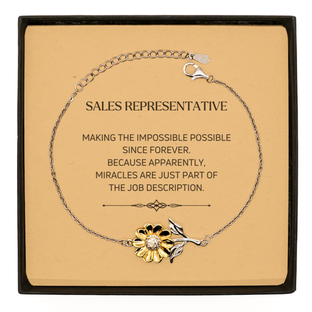 Sales Representative Sunflower Bracelet - Miracles are Just Part of the Job Description | Inspirational Gift