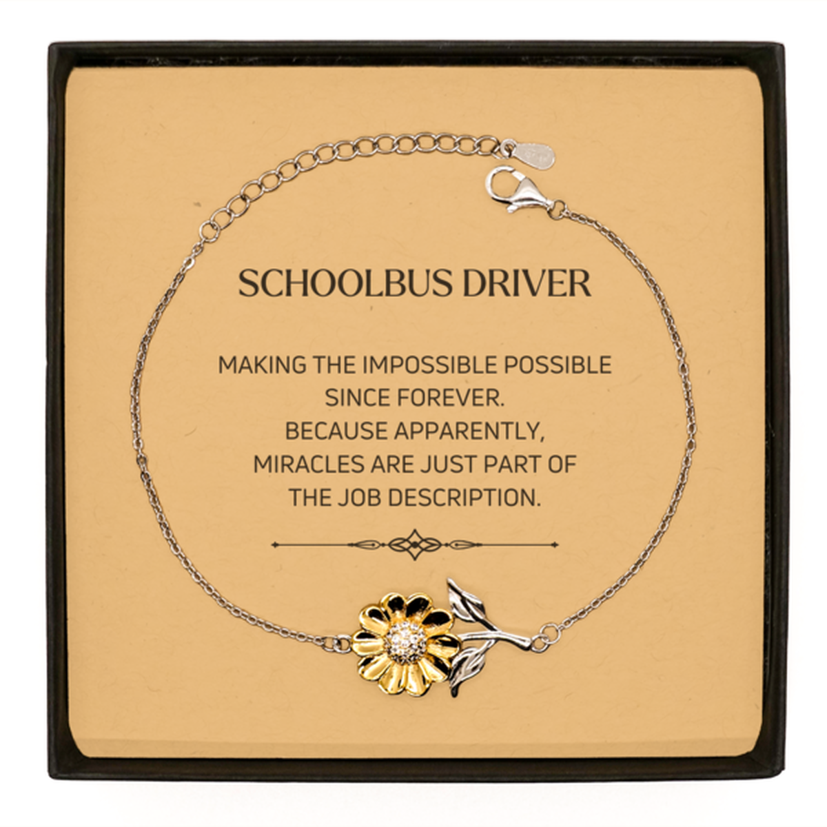 Schoolbus Driver Sunflower Bracelet - Miracles are just part of the job description | Inspirational Gift