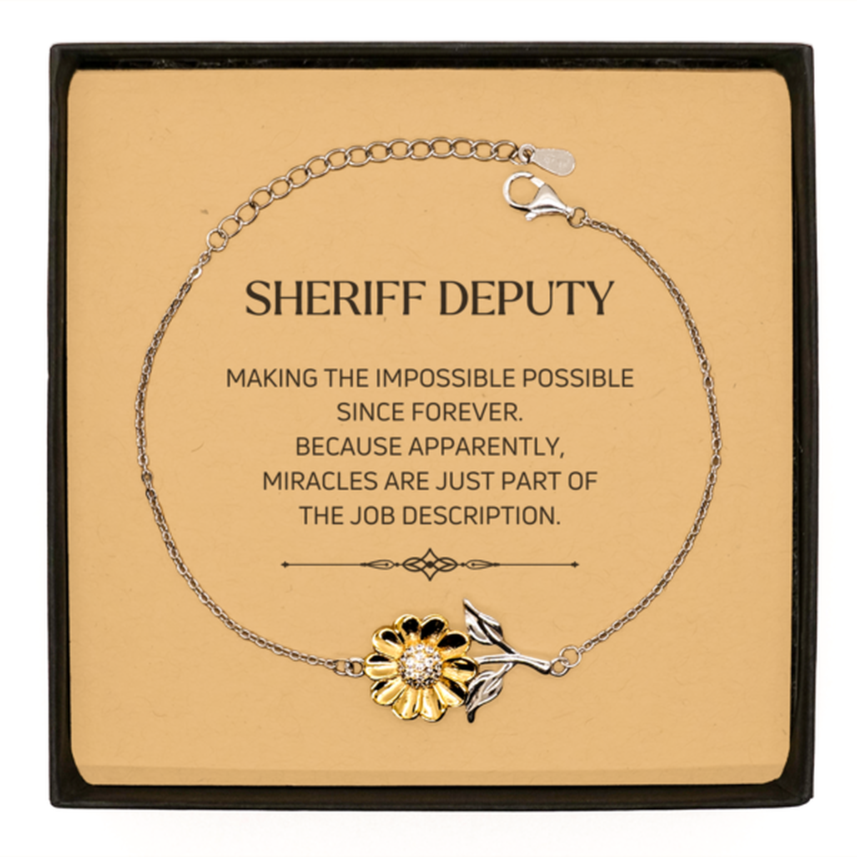 Sheriff Deputy Sunflower Bracelet - Miracles Are Just Part of the Job | Inspirational Gift