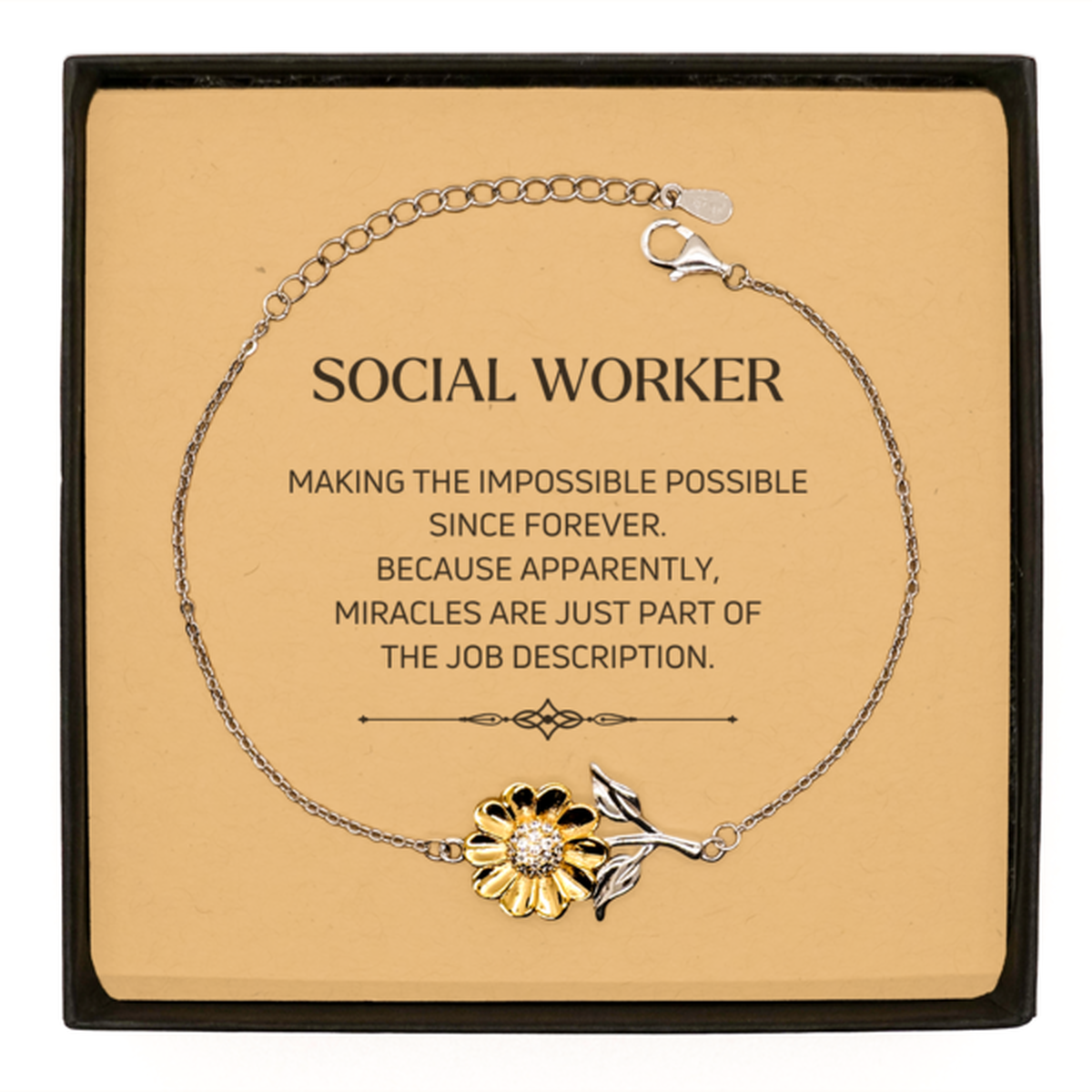 Social Worker Sunflower Bracelet - Miracles are Just Part of the Job | Inspirational Gift