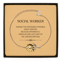 Load image into Gallery viewer, Social Worker Sunflower Bracelet - Miracles are Just Part of the Job | Inspirational Gift
