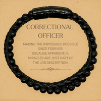 Load image into Gallery viewer, Correctional Officer Stone Leather Bracelet - Miracles are Just Part of the Job | Inspirational Gift
