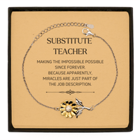 Load image into Gallery viewer, Substitute Teacher Sunflower Bracelet - Miracles are just part of the job description | Inspirational Gift
