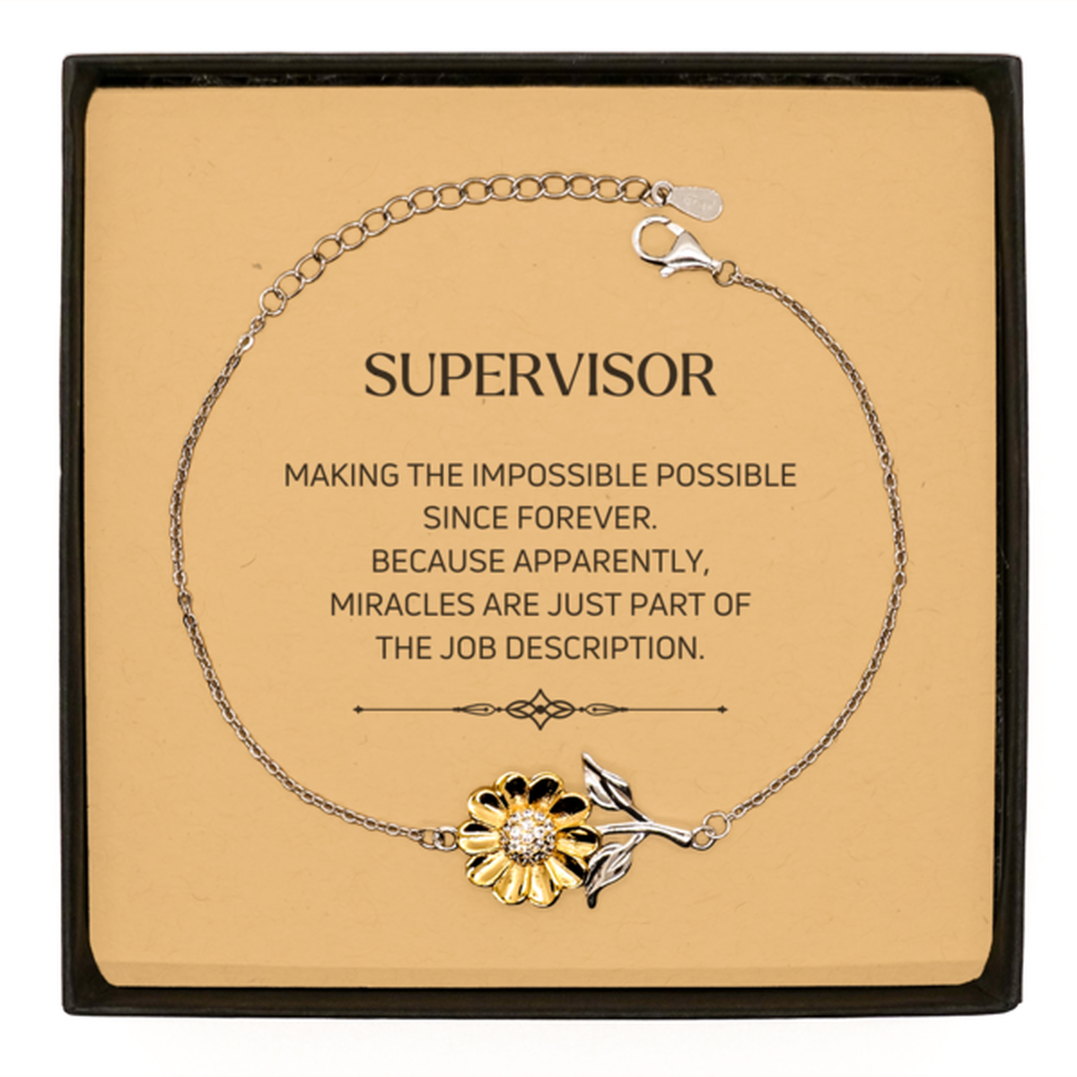 Supervisor Sunflower Bracelet - Miracles are Just Part of the Job | Inspirational Gift