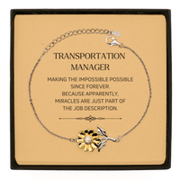 Load image into Gallery viewer, Transportation Manager Sunflower Bracelet - Miracles are Just Part of the Job | Inspirational Gift

