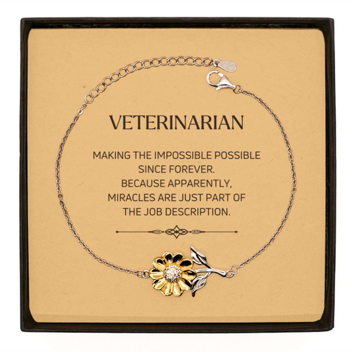 Veterinarian Sunflower Bracelet - Miracles are just part of the job description | Inspirational Gift