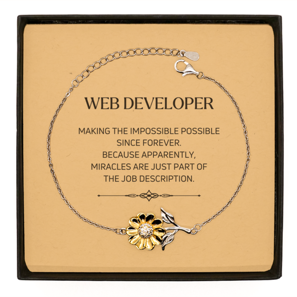 Web Developer Sunflower Bracelet - Miracles are Just Part of the Job | Inspirational Gift