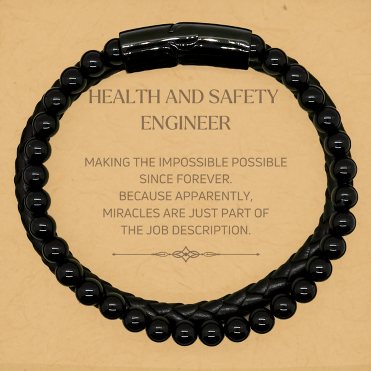 Health and Safety Engineer Stone Leather Bracelet - Miracles are just part of the job description | Inspirational Gift