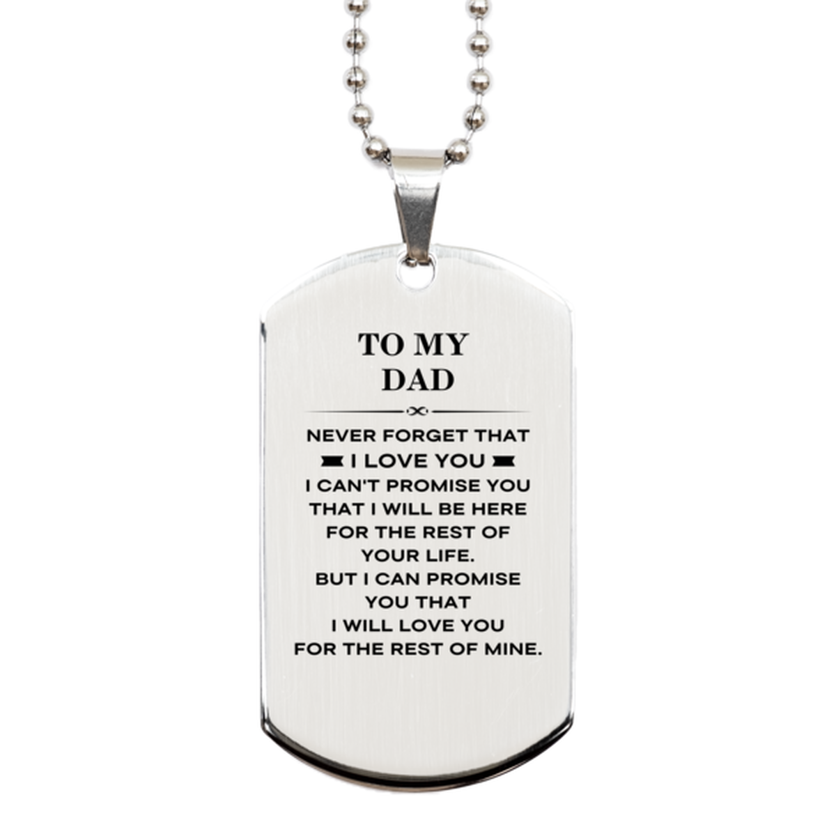 To My Dad Gifts, I will love you for the rest of mine, Love Dad Dog Tag Necklace, Birthday Christmas Unique Silver Dog Tag For Dad