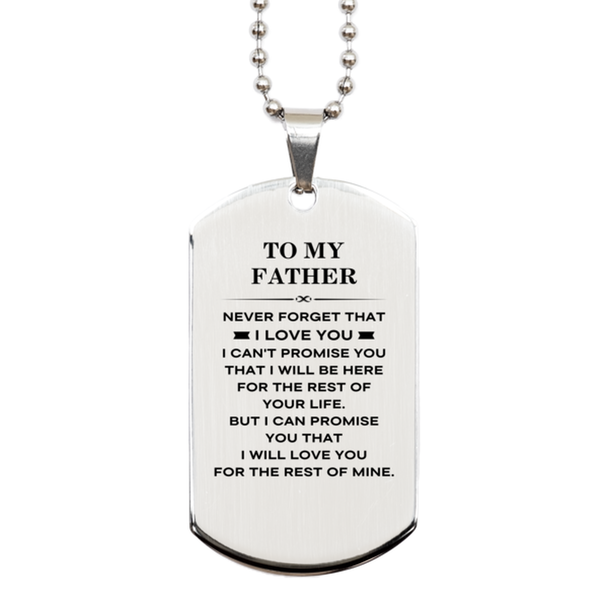 To My Father Gifts, I will love you for the rest of mine, Love Father Dog Tag Necklace, Birthday Christmas Unique Silver Dog Tag For Father