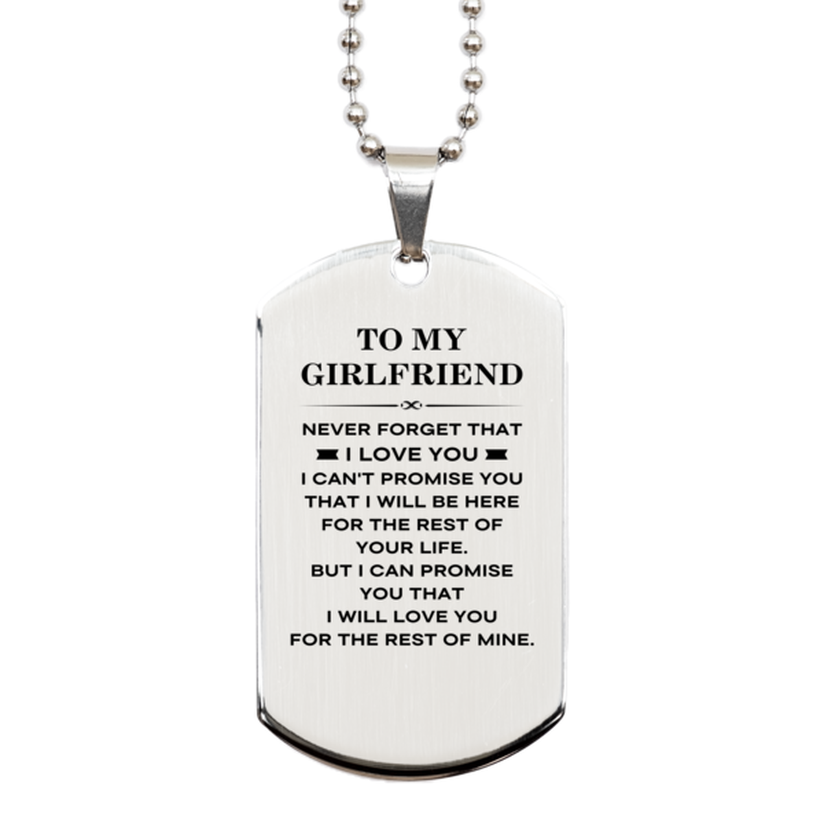 Girlfriend Silver Dog Tag Necklace - I Will Love You Forever | Birthday Gift