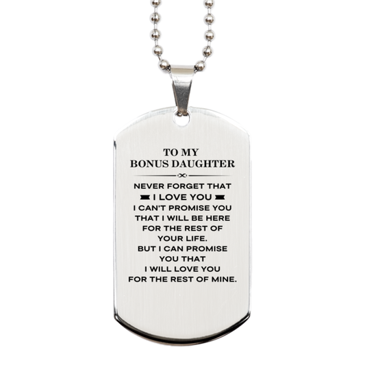 Bonus Daughter Dog Tag Necklace - I Will Love You Forever | Birthday or Christmas Gift
