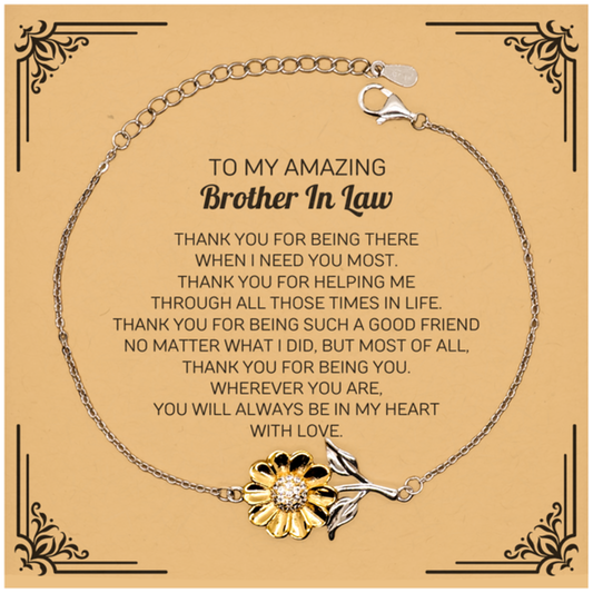 Brother In Law Sunflower Bracelet - Thank You for Being There | Birthday and Christmas Gift