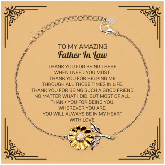Father In Law Sunflower Bracelet - Thank You for Being There | Birthday & Christmas Gift
