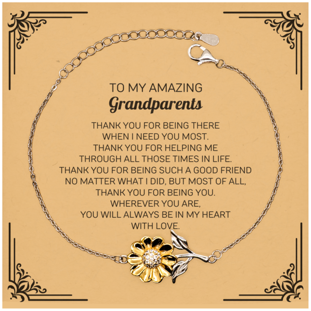 Grandparents Sunflower Bracelet - Thank You Gift | Unique Birthday and Christmas Present