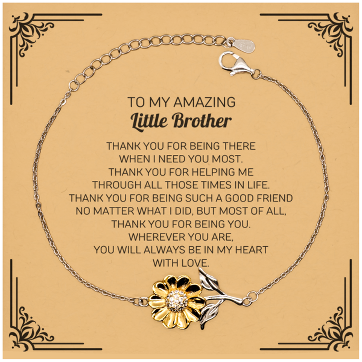 Little Brother Sunflower Bracelet - Thank You Gift | Birthday, Christmas, Graduation